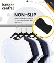 Hanger Central 25 pack 17 Inch Black Velvet Clothes Hangers with Swivel Hook