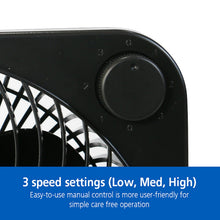 Mainstays New 9-inch Box Indoor Comfort Personal AC Electric Fan, 3 Speeds, Black