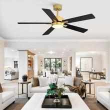 ALKAFY 52 inch Gold & Black LED Ceiling Fan with Remote - Adjustable Reversible Motor for Bedroom Living Room