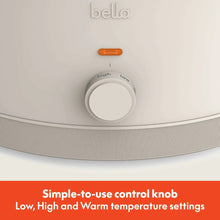 bella 6 Qt Manual Slow Cooker with 3 Temperature Settings, Ceramic Nonstick Coating, Dishwasher Safe Stoneware Pot & Tempered Glass Lid, Oatmilk