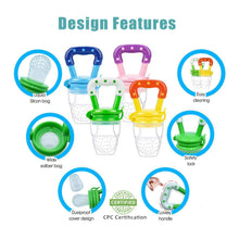 AMERTEER Baby Fruit Feeder Pacifier (4 Pack) - Fresh Food Nibbler, Infant Fruit Teething Toy, Food Grade Silicone Pouches for Toddlers & Kids M