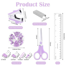 Aertyole Purple Mesh Desk Organizer and Accessories, Purple Office Supplies 7 Compartments Desk Organizer with Stapler, Tape Dispenser, 1000 Staples, Pen Holder, Staple Remover, Clips, Ruler, Scissor