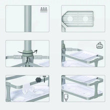 Aluminum Corner Tension Pole Caddy Gray - Threshold™: Bath Organizer with Adjustable Shelves