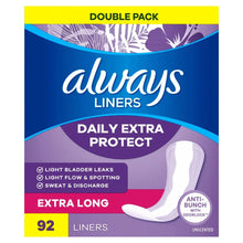 Always Daily Extra Protect Panty Liners, Extra Long Length, Unscented, 92 Count