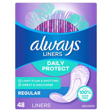 Always Daily Protect Panty Liners, Regular Length, Unscented, 48 Count