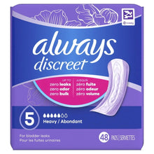 Always Discreet Adult Incontinence Pads for Women, Heavy Absorbency, Regular Length, Postpartum Pads, 48 Count
