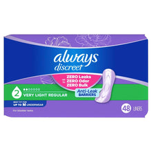 AlwaysDiscreetIncontinencePantyLinersforBladderLeaks_Size2_VeryLightAbsorbency_48Count - USA Mega Market