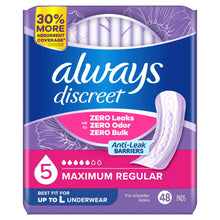 Always Discreet Pads, Maximum Absorbency, Regular 48 Count (PACK OF 3 )