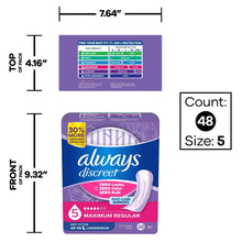 Always Discreet Pads, Maximum Absorbency, Regular 48 Count (PACK OF 3 )