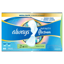Always Infinity FlexFoam Pads, Size 2, Heavy, Wings, Unscented, 60 CT (PACK OF 3 )