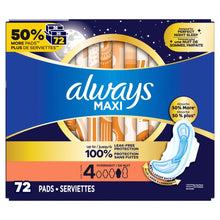 AlwaysMaxiOvernightPadswithWingsforWomen_Size4_OvernightAbsorbency_Unscented_72Count - USA Mega Market
