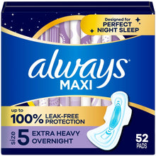 AlwaysMaxiOvernightPadswithWingsforWomen_Size5_ExtraHeavyOvernightAbsorbency_Unscented_52Count11 - USA Mega Market