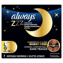 Always ZZZ Overnight Disposable Period Underwear Size L, 7 Count