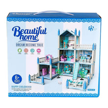Anpro-Blue-Dollhouse-Pretend-Play-Set-for-Kid-Big-Villa-Princess-Castle-5-Rooms-Dollhouse-with-D_8887_5 - USA Mega Market