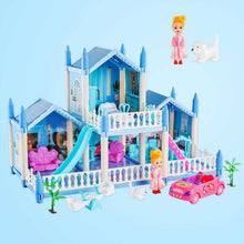 Anpro-Blue-Dollhouse-Pretend-Play-Set-for-Kid-Big-Villa-Princess-Castle-5-Rooms-Dollhouse-with-D_9207_2 - USA Mega Market