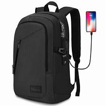 Anti-Theft Laptop Backpack, Waterproof, 15.6 Inch, USB Charging Port, Multi-Compartment for Travel & Office (Black)