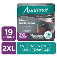 Assurance Men's Incontinence Underwear, XXL, Maximum Absorbency, 19 Count