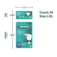 Assurance Unisex Stretch Briefs with Tabs, L/XL, 34 Count