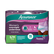 Assurance Women's Overnight Incontinence & Postpartum Underwear, S/M, Ultimate Absorbency (16 Count)