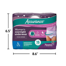 Assurance Women's Overnight Incontinence and Postpartum Underwear, L, Ultimate Absorbency, 16 Count
