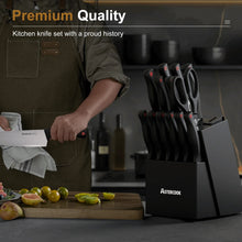 Astercook Knife set, 14-Piece Kitchen Knife Set with Built-in Sharpener, High Carbon German Stainless Steel Knives Block Sets, Ultra Sharp & Rust Resistant, Dishwasher Safe - USA MEGA SHOP