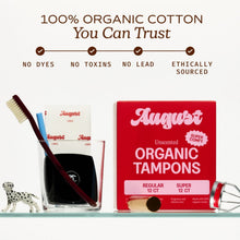 August Organic Cotton Combo Regular and Super Tampons, 24 Count (PACK OF 3 )