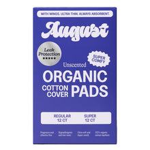 August Organic Cotton Cover Combo Regular and Super Pads, 24 Count (PACK OF 3 )