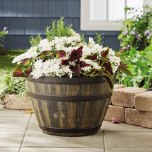 Better Homes & Gardens Whiskey Barrel Brown Resin Planter