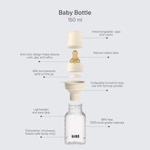 BIBS Baby Bottles with Slow Flow Natural Rubber Latex Nipple, Ivory, 5 oz, 2 pack