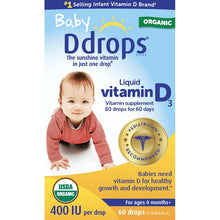 Baby Ddrops Liquid Organic Vitamin D3 Supplement Drops, 400 IU per Drop, 0.06 fl oz