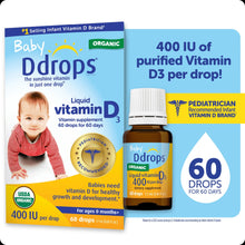 Baby Ddrops Liquid Organic Vitamin D3 Supplement Drops, 400 IU per Drop, 0.06 fl oz