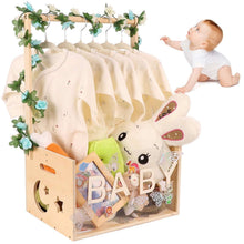 BabyShowerCrateClosetwithAcrylicClearFrontPanel-WoodShowerBasketwithHandle-PerfectStorageCratefo_4465_1 - USA Mega Market
