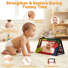 Baby Tummy Time Mirror Toys, Infant Toys Newborn Toys 0-6 Months, Black and White High Contrast Toys with Teethers for Babies 0 3 6 9 Months