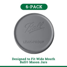 Ball 6-Pack Leakproof Plastic Mason Jar Lids - Wide Mouth, One-Piece Reusable Wide Mouth Canning Jar Lids for Meal Prep and Freezer Storage, Fits Ball Wide Mouth Mason Jars