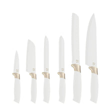Beautiful 6 Piece Stainless Steel Knife Set White Icing with Gold Accent By Drew Barrymore