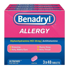 Benadryl Ultratab Antihistamine Allergy Medicine Tablets, 3 Pack, 48 Count Each