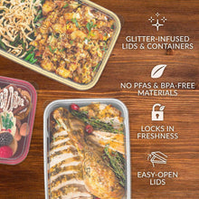 Bentgo Prep 30-Piece Deep-Dish Food Storage Set, Holiday Glitter Collection