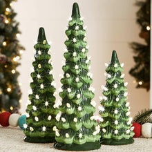 Best Choice Products Set of 3 Pre-Lit Hand-Painted Ceramic Tabletop Christmas Trees w/ Multicolor Lights - Flocked Green