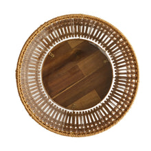 Better Homes & Gardens 13 Inch Round Brown Resin Rattan Planter & Stand with Acacia Wood Legs