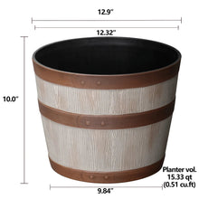Better Homes & Gardens 12.9" x 12.9" x 10" Whiskey Barrel Light Brown 100% Recycled Resin Planter