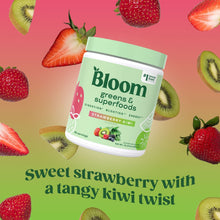 Polvo de verduras y superalimentos Bloom Nutrition, fresa y kiwi, 0,5 libras.