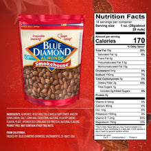 Blue Diamond Almonds, Smokehouse Flavored Snack Nuts Perfect for Snacking, 14oz Resealable Bag