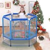 Blue55in.ToddlersTrampolinewithSafetyEnclosureNetandBalls_IndoorOutdoorMiniTrampolineforKids2 - USA Mega Market