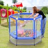 Blue55in.ToddlersTrampolinewithSafetyEnclosureNetandBalls_IndoorOutdoorMiniTrampolineforKids3 - USA Mega Market