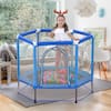 Blue55in.ToddlersTrampolinewithSafetyEnclosureNetandBalls_IndoorOutdoorMiniTrampolineforKids4 - USA Mega Market