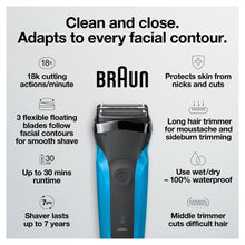 Braun Rechargeable Electric Shaver, Series 3 3010s, Wet & Dry