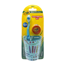 Brush Buddies Crayola Soft Bristle Toothbrush Set for Toddlers, 3 Piece Travel Kit with Cover and Cup