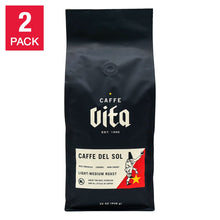 Café Caffe Vita, mezcla Caffe Del Sol, grano entero, tueste medio, bolsas de 2 lb (907 g), paquete de 2.