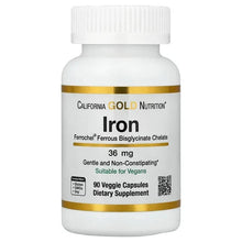 California Gold Nutrition, Ferrochel® Iron (Bisglycinate), 36 mg, 90 Veggie Capsules