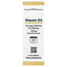 California Gold Nutrition, Vitamin D3, 50 mcg (2,000 IU), 1 fl oz (30 ml)